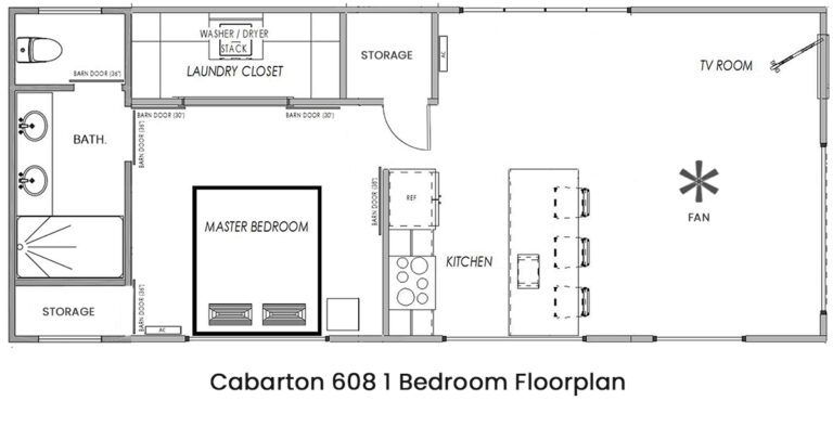 Cabarton 608 1 bedroom floorplan